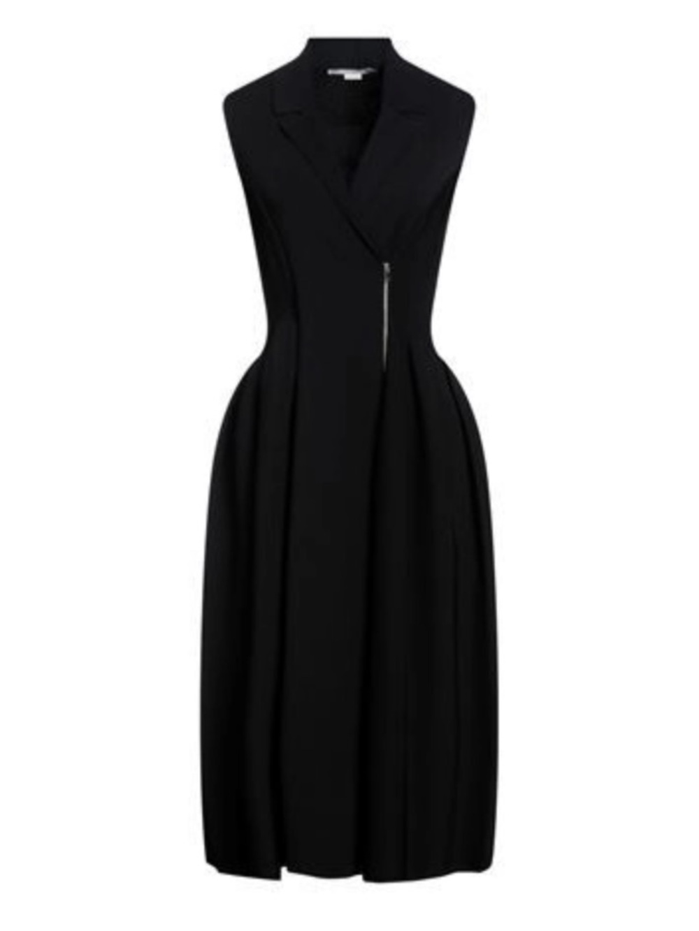 Stella McCartney Black Sleeveless Zip-Front Midi Dress